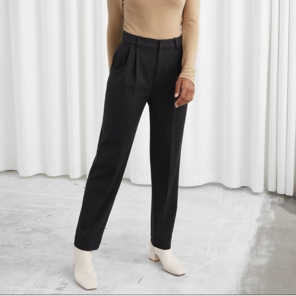 & OTHER STORIES Black Pleated Trousers - Picture 1 of 7